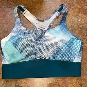 Under armour blue dot print compression sports bra top high impact s new